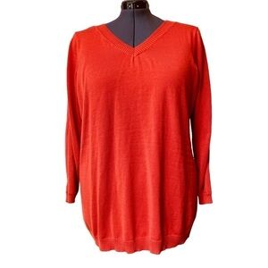 Denim 24/7 Plus Size 1X terra cotta oversize knit sweater braid detailed sleeves